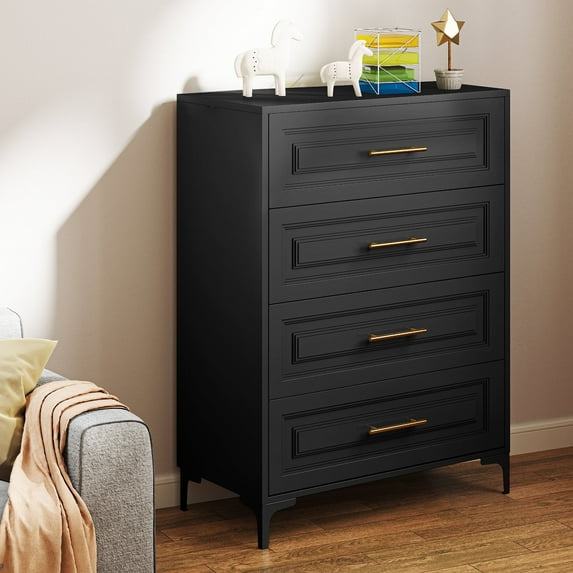 Foreate 4-Tier Steel Dresser for Bedroom | 43in Green Metal Storage Cabinet (420lbs Capacity) | Easy Assembly | Modern Black Dresser for Bedroom, Office & Nursery