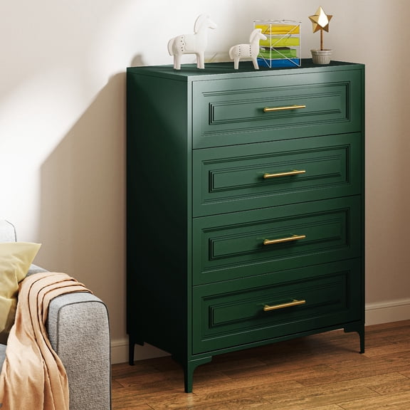 Foreate 4-Tier Steel Dresser for Bedroom | 43in Green Metal Storage Cabinet (420lbs Capacity) | Easy Assembly | Modern Green Dresser for Bedroom, Office & Nursery