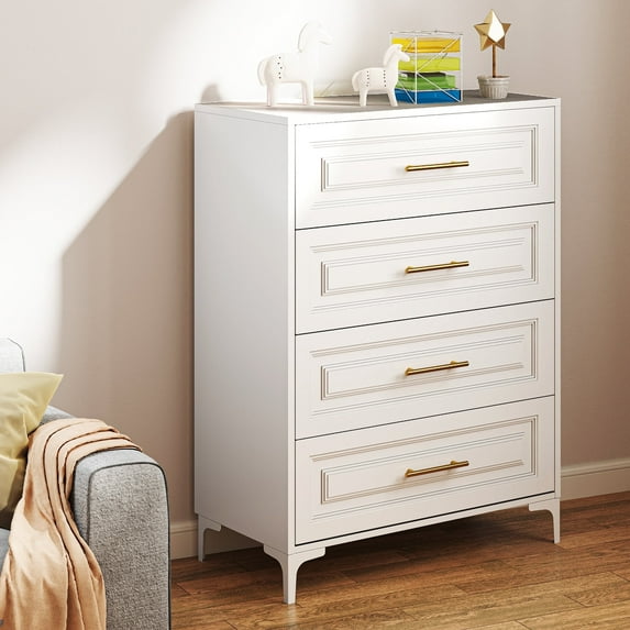 Foreate 4-Tier Steel Dresser for Bedroom | 43in Green Metal Storage Cabinet (420lbs Capacity) | Easy Assembly | Modern White Dresser for Bedroom, Office & Nursery