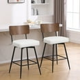 thumbnail image 1 of Foreate Swivel Bar Stools, 29" Counter Height Set of 2 with Wood Mid Back, Modern Mid Century Leather Bartools Upholstered Bar Chair for Kitchen Island Dining Room Office, 1 of 11