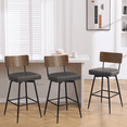thumbnail image 1 of Foreate Swivel Bar Stools, 29" Counter Height Set of 3 with Wood Mid Back, Modern Mid Century Leather Bartools Upholstered Bar Chair for Kitchen Island Dining Room Office, 1 of 12