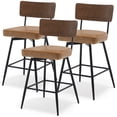 thumbnail image 1 of Foreate Swivel Bar Stools, 29" Counter Height Set of 3 with Wood Mid Back, Modern Mid Century Leather Bartools Upholstered Bar Chair for Kitchen Island Dining Room Office, 1 of 12