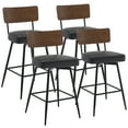 thumbnail image 1 of Foreate Swivel Bar Stools, 29" Counter Height Set of 4 with Wood Mid Back, Modern Mid Century Leather Bartools Upholstered Bar Chair for Kitchen Island Dining Room Office, 1 of 11