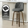 thumbnail image 1 of Foreate Swivel Bar Stools Set of 1, 29" Upholstered Linen Fabric with Button-tufted Mid-Back & Wood Legs, Modern Chair Kitchen Pub Island Counter Stool, 1 of 11