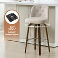 thumbnail image 1 of Foreate Swivel Bar Stools Set of 1, 29" Upholstered Linen Fabric with Button-tufted Mid-Back & Wood Legs, Modern Chair Kitchen Pub Island Counter Stool, 1 of 11