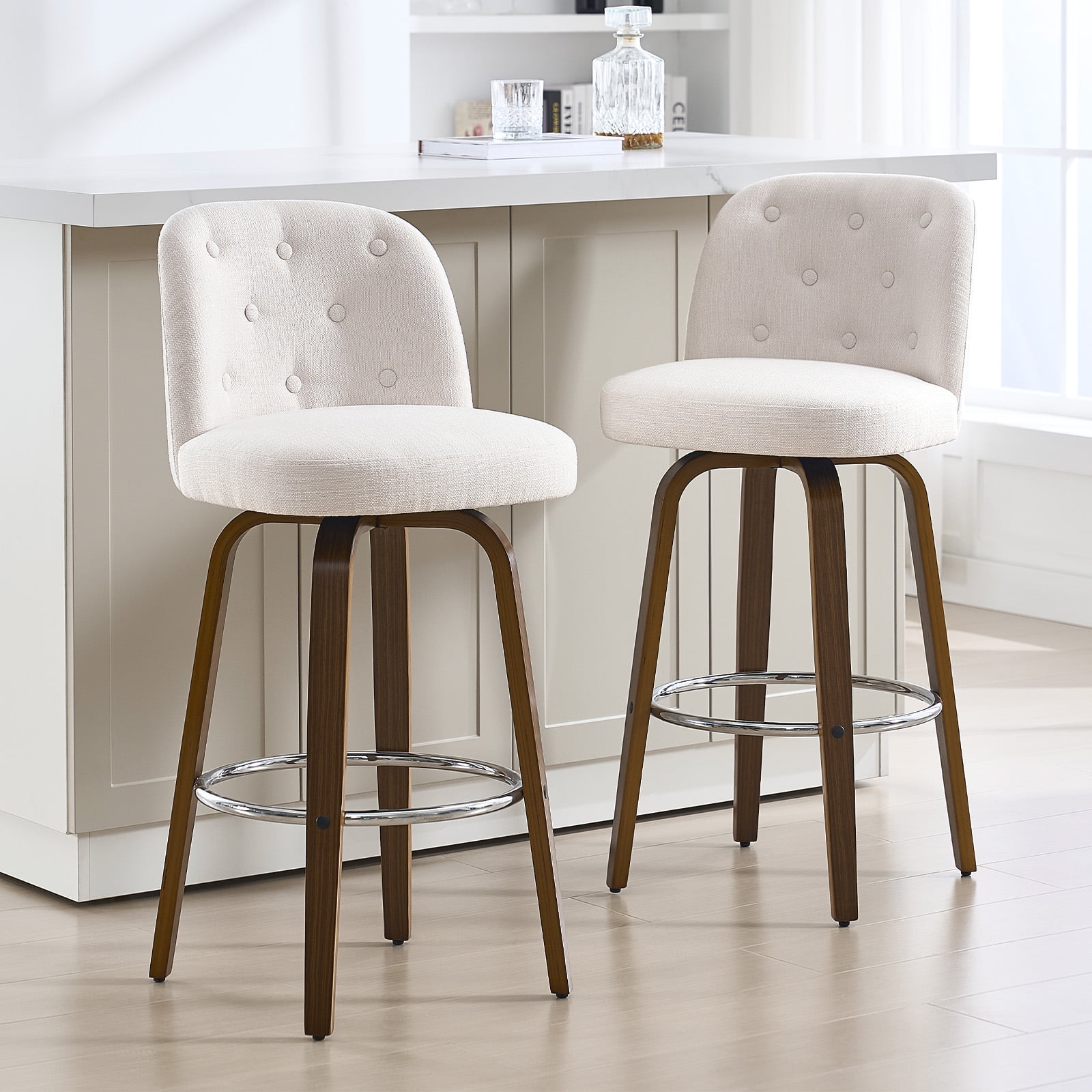 Button Back Stools Foreate Swivel Bar Stools Set of 2, 29