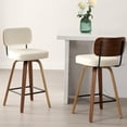 thumbnail image 1 of Foreate Swivel PU Bar Stools, Set of 2, 26" Counter Height Upholstered with Leather Mid-Back Wood Legs, Modern Chair Island Stool for Kitchen, Cream White, 1 of 12