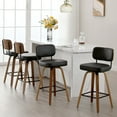 thumbnail image 1 of Foreate Swivel PU Bar Stools, Set of 4, 29" Bar Height Upholstered Leather with Mid-Back Wood Legs, Modern Chair Island Counter Stool for Kitchen, Black, 1 of 11