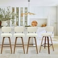 thumbnail image 1 of Foreate Swivel PU Bar Stools, Set of 4, 29" Bar Height Upholstered Leather with Mid-Back Wood Legs, Modern Chair Island Counter Stool for Kitchen, Cream White, 1 of 11