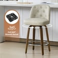 thumbnail image 1 of Foreate Swivel PU Bar Stools Set of 1, 26" Uholstered Leather with Button-tufted Mid-Back & Wood Legs, Modern Chair Kitchen Pub Island Counter Stool, 1 of 11
