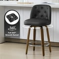 thumbnail image 1 of Foreate Swivel PU Bar Stools Set of 1, 26" Uholstered Leather with Button-tufted Mid-Back & Wood Legs, Modern Chair Kitchen Pub Island Counter Stool, 1 of 11