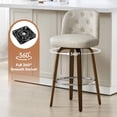 thumbnail image 1 of Foreate Swivel PU Bar Stools Set of 1, 29" Uholstered Leather with Button-tufted Mid-Back & Wood Legs, Modern Chair Kitchen Pub Island Counter Stool, 1 of 11