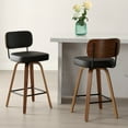 thumbnail image 1 of Foreate Swivel PU Bar Stools, Set of 2, 26" Counter Height Upholstered with Leather Mid-Back Wood Legs, Modern Chair Island Stool for Kitchen, Black, 1 of 11