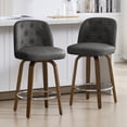 thumbnail image 1 of Foreate Swivel PU Bar Stools Set of 2, 26" Uholstered Leather with Button-tufted Mid-Back & Wood Legs, Modern Chair Kitchen Pub Island Counter Stool, 1 of 10