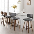 thumbnail image 1 of Foreate Swivel PU Bar Stools, Set of 4, 26" Counter Height Upholstered with Leather Mid-Back Wood Legs, Modern Chair Island Stool for Kitchen, Gray, 1 of 11