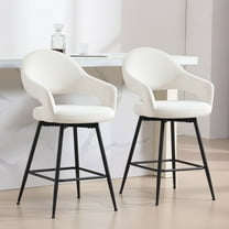 Foreate Velvet Swivel Barstools Set of 2, 26" Seat Counter Height w/ Hollow Mid-Back Metal Legs, Upholstered Modern Kitchen Pub Island Stools Bar Chairs