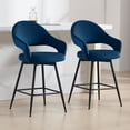 thumbnail image 1 of Foreate Velvet Swivel Barstools Set of 2, 26" Seat Counter Height w/ Hollow Mid-Back Metal Legs, Upholstered Modern Kitchen Pub Island Stools Bar Chairs, 1 of 12