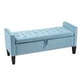 thumbnail image 1 of Foredo Contemporary Upholstered Storage Ottoman Bench with Arms, Button Tufted Ottoman with Storage,Velvet Storage Bench for Bedroom, Entryway, Living room, Light Blue, 1 of 8