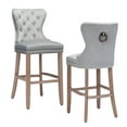 thumbnail image 1 of Foredo Elegant Velvet Bar Stools Set of 2, 30" Padded Counter Height Bar Stools with Button and Nailhead Trim, Bar Stool with Tufted Back and Wooden Legs, for Kitchen Dining Room, Light Gray, 1 of 6