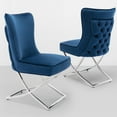 thumbnail image 1 of Foredo Elegant Velvet Dining Chairs Set of 2,  Luxury Upholstered Dining Chair with Metal Legs, X-Legs Tufted Side Chair for Dining Room Living Room, Dark Blue, 1 of 9