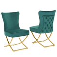 thumbnail image 1 of Foredo Elegant Velvet Dining Chairs Set of 2,  Luxury Upholstered Dining Chair with Metal Legs, X-Legs Tufted Side Chair for Dining Room Living Room, Green, 1 of 7