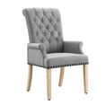 Foredo Fabric Dining Chairs with Arms, Elegant Linen Upholstered Dining