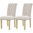thumbnail image 1 of Foredo Fabric Dining Chairs Set of 2, Linen Upholstered Dining Chair with Tufted Back and Solid Wood Legs, Parsons Chair for Living Dining Room, Beige, 1 of 8