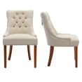 thumbnail image 1 of Foredo Linen Dining Chairs Set of 2, Modern Upholstered Dining Chairs with Solid Wood Legs, Country Tufted Dining Chairs for Dining Room Living Room, Beige, 1 of 9