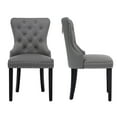 thumbnail image 1 of Foredo PU Leather Dining Chairs Set of 2, Tufted Upholstered Dining Room Chair with Pull Ring and Solid Wood Legs, Gray, 1 of 7