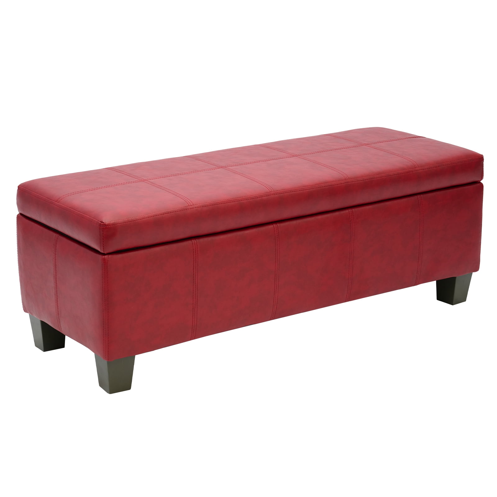 Foredo Rectangle Ottoman with Storage, Modern Faux Leather Bench with ...