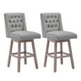 thumbnail image 1 of Foredo Swivel Bar Stool with Back Set of 2, Modern Linen Fabric Upholstered Bar Stools with Button Tufted Back and Solid Wood Legs for Kitchen Dining Room, Gray, 1 of 7