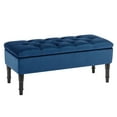 thumbnail image 1 of Foredo Traditional Upholstered Storage Ottoman Bench, Button Tufted Ottoman with Storage,Velvet Storage Bench for Bedroom, Entryway, Living room, Blue, 1 of 7