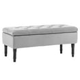 thumbnail image 1 of Foredo Traditional Upholstered Storage Ottoman Bench, Button Tufted Ottoman with Storage,Velvet Storage Bench for Bedroom, Entryway, Living room, Gray, 1 of 7