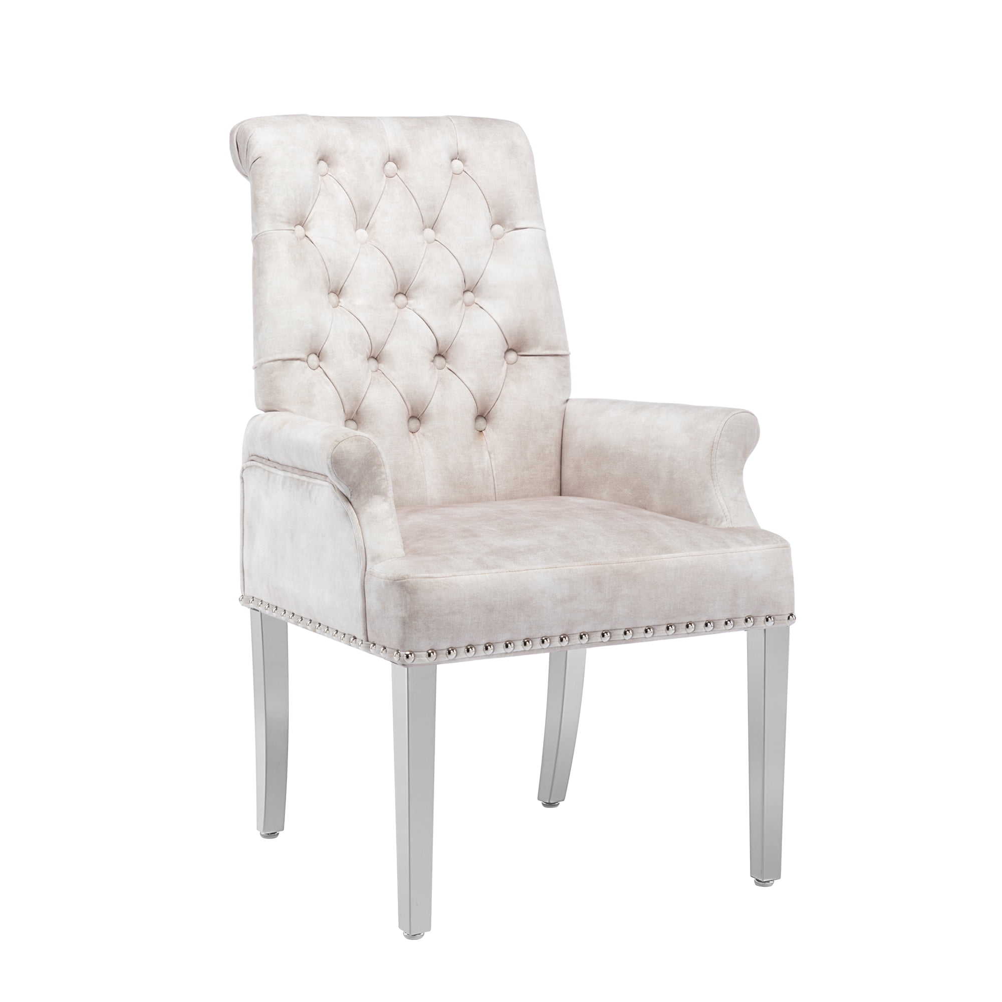 Foredo Upholstered Dining Chairs with Arms, Modern Velvet Dining Chairs with Metal Legs and ...