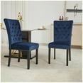 thumbnail image 1 of Foredo Velvet Dining Chairs, Modern Upholstered Dining Room Chair, Side Chairs with Button Tufting and Nailhead Trim for Kitchen Dining Room, Set of 2, Blue, 1 of 9