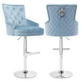 thumbnail image 1 of Foredo Velvet Swivel Bar Stools Set of 2, Modern Adjustable Bar Stools with Button Tufting and Pull Ring, Kitchen Counter Square Island Bar Stool, Light Blue, 1 of 8