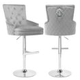 thumbnail image 1 of Foredo Velvet Swivel Bar Stools Set of 2, Modern Adjustable Bar Stools with Button Tufting and Pull Ring, Kitchen Counter Square Island Bar Stool, Light Gray, 1 of 10