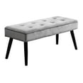 thumbnail image 1 of Foredo Velvet Upholstered Accent Bench, Modern Entryway Bench with Button Tufting and Solid Wood Legs, Indoor Bench for Bedroom Living Room, Light Gray, 1 of 7
