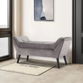 thumbnail image 1 of Foredo Velvet Upholstered Accent Bench with Arms, Gray, 1 of 8