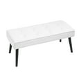 thumbnail image 1 of Foredo Waterproof PU Leather Upholstered Accent Bench, Modern Entryway Bench with Button Tufting and Solid Wood Legs, Indoor Bench for Bedroom Living Room, White, 1 of 7