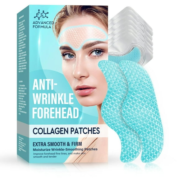 Forehead Wrinkle Patches, Face Wrinkle Patches, Smooth Forehead to Smooth Fine Lines & Wrinkles, 10PCS Natural Anti-Wrinkle Forehead Patches with Hydrolyzed Collagen for Women, Blue