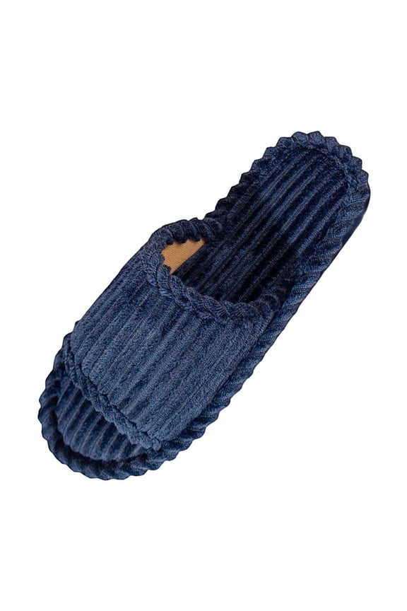 Foreign Trade Corduroy One Word Opening Open Toe Slippers Adult Men And Women Couple Indoor Slippers