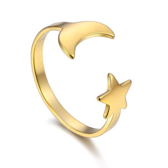 Foreign Trade New Jewelry European And American Creative Simple Jewelry Boutique Star Moon Open Ring Fashion Hollow Ring