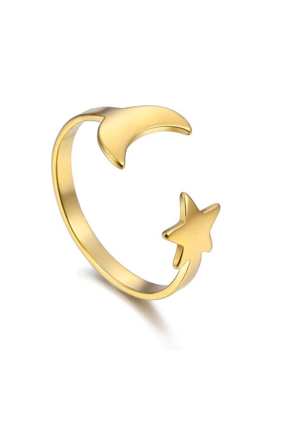 Foreign Trade New Jewelry European And American Creative Simple Jewelry Boutique Star Moon Open Ring Fashion Hollow Ring