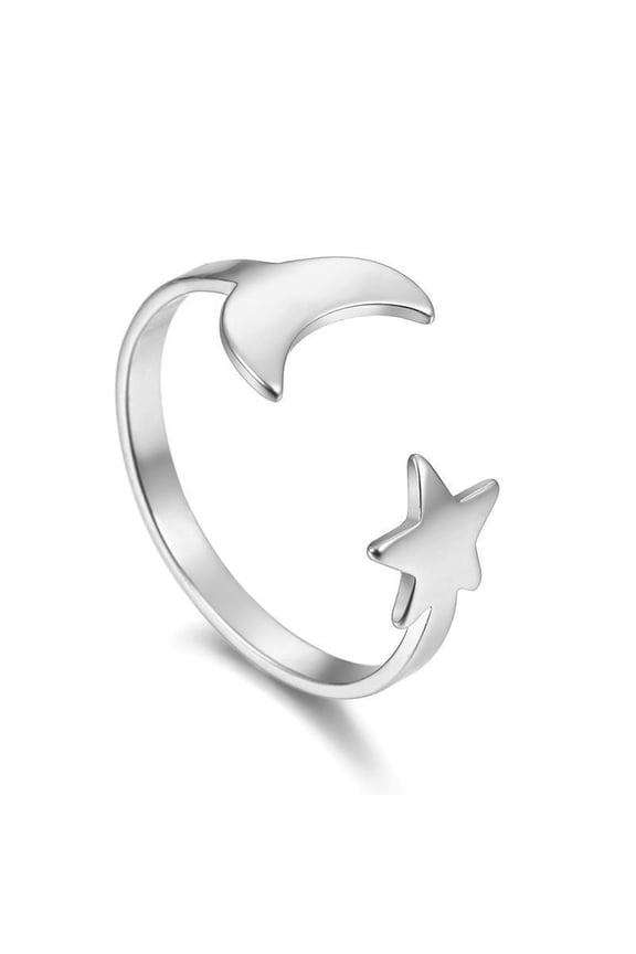 Foreign Trade New Jewelry European And American Creative Simple Jewelry Boutique Star Moon Open Ring Fashion Hollow Ring