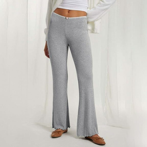 Foreign Trade New Lace Small Flowers Rolled Flared Pants Spicy Girl Color Collision Low Waist Yoga Stretch Leisure Pants Women Cover up Pants Women Pants Casual Straight Track Sweatpants Women Casual