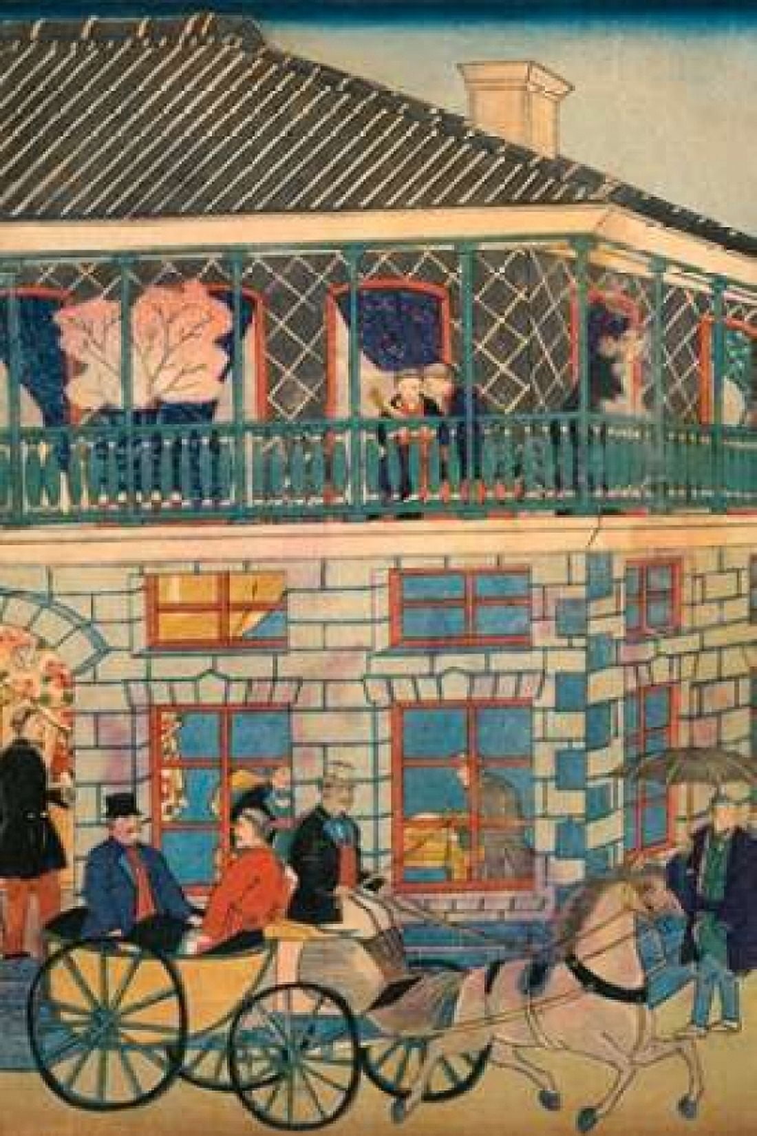 Foreign business district in Yokohama #3 Canvas Art - Utagawa Hiroshige (12 x 18)