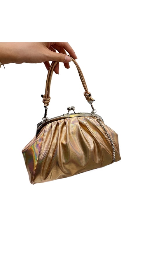 Foreign trade bag women's new 2022 foreign style bright leather one shoulder crossbody clip bag fashionable portable dinner bag dumpling bag