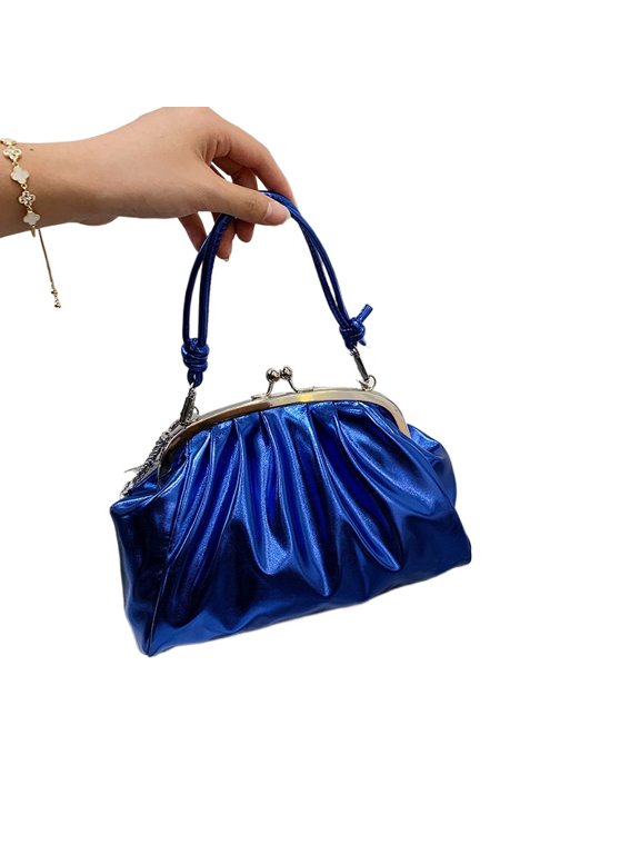 Foreign trade bag women's new 2022 foreign style bright leather one shoulder crossbody clip bag fashionable portable dinner bag dumpling bag