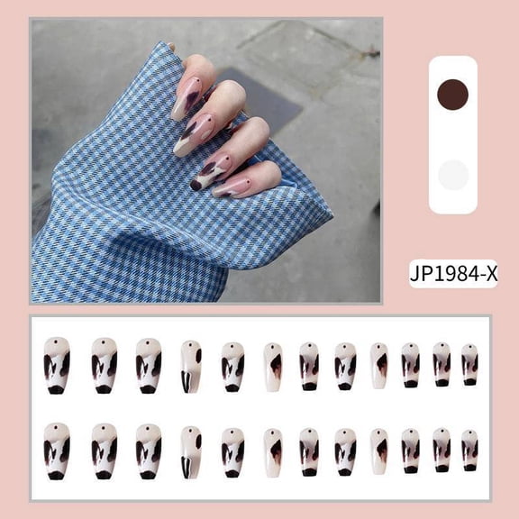 Foreign trade best-selling powder mist cow pattern manicure, sweet cool and gentle wind wearing nail pads 24 packs of fake nail patches